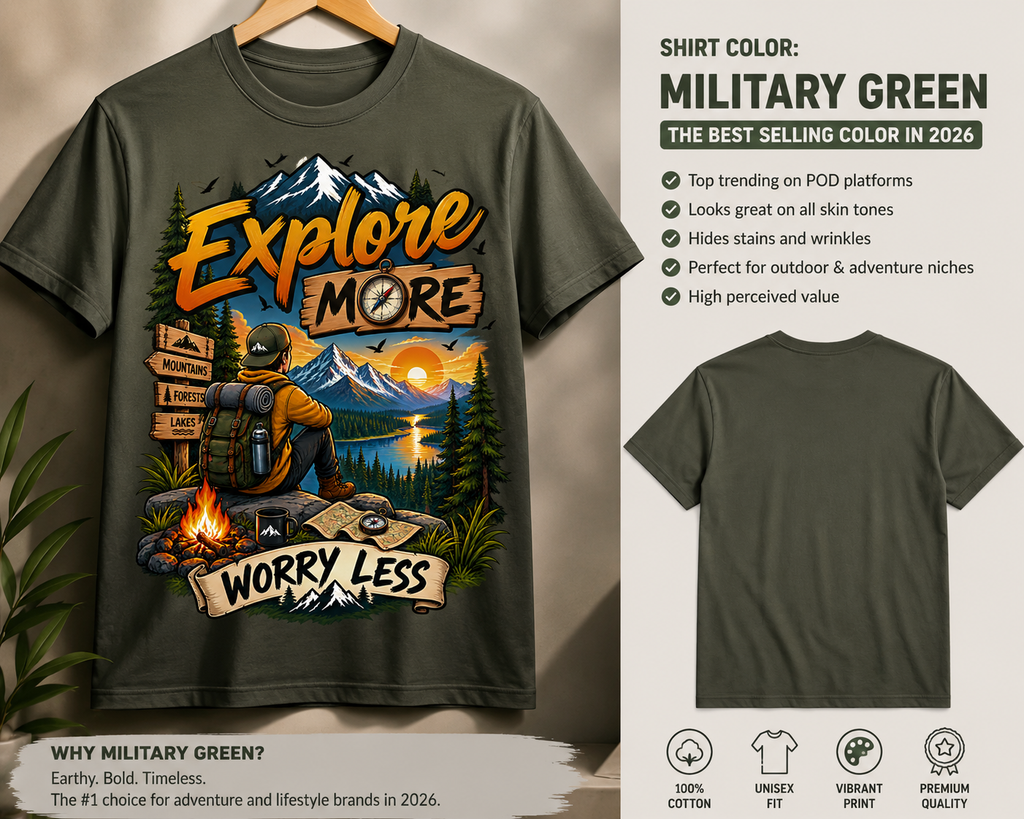 Adventure-themed t-shirt design print-ready for outdoor and travel apparel