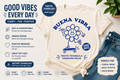 Buena Vibra Flower Skater PNG | Retro Groovy Smiley Flower T-Shirt Design | Spanish Positive Quote Streetwear | Good Days Skate Sublimation Design