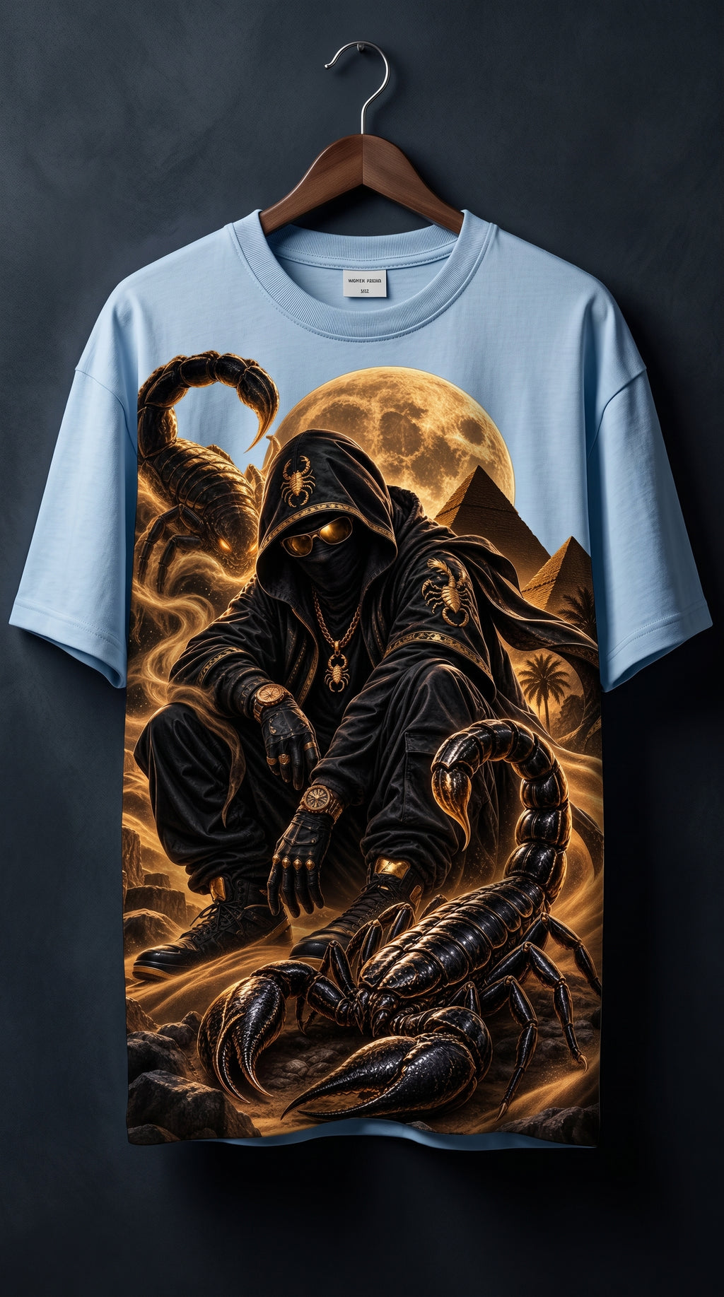 Desert Scorpion King Streetwear T-Shirt | Egyptian Gold & Black Graphic Tee