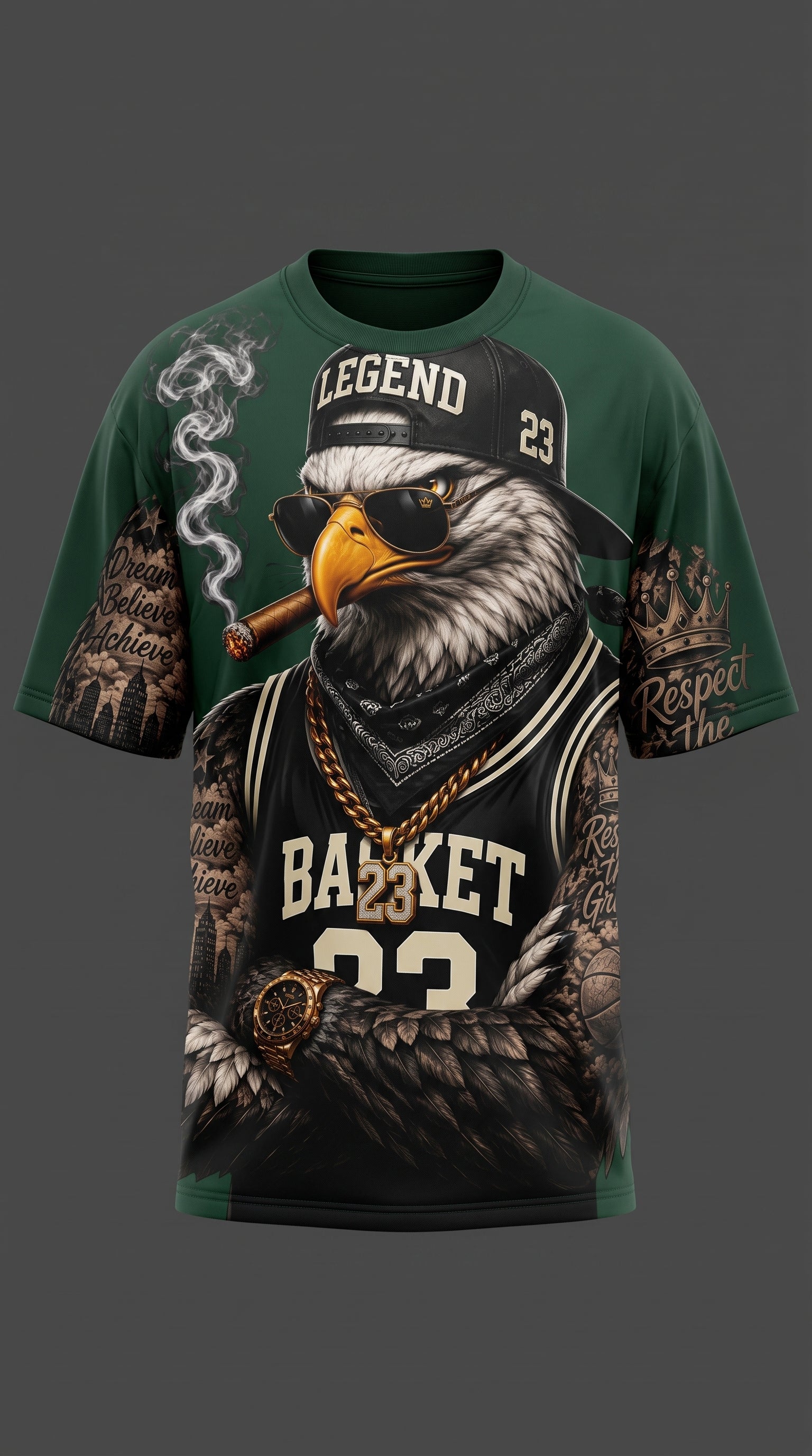 Bald Eagle "Legend 23" Streetwear T-Shirt | Dream Believe Achieve Graphic Tee