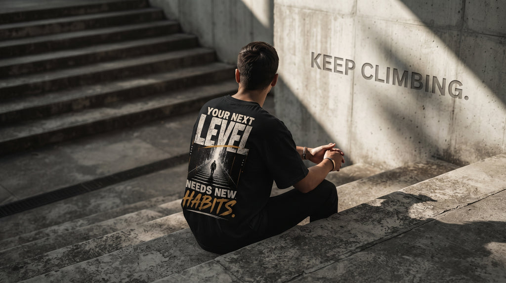 Your Next Level Needs New Habits — Motivational Streetwear Design