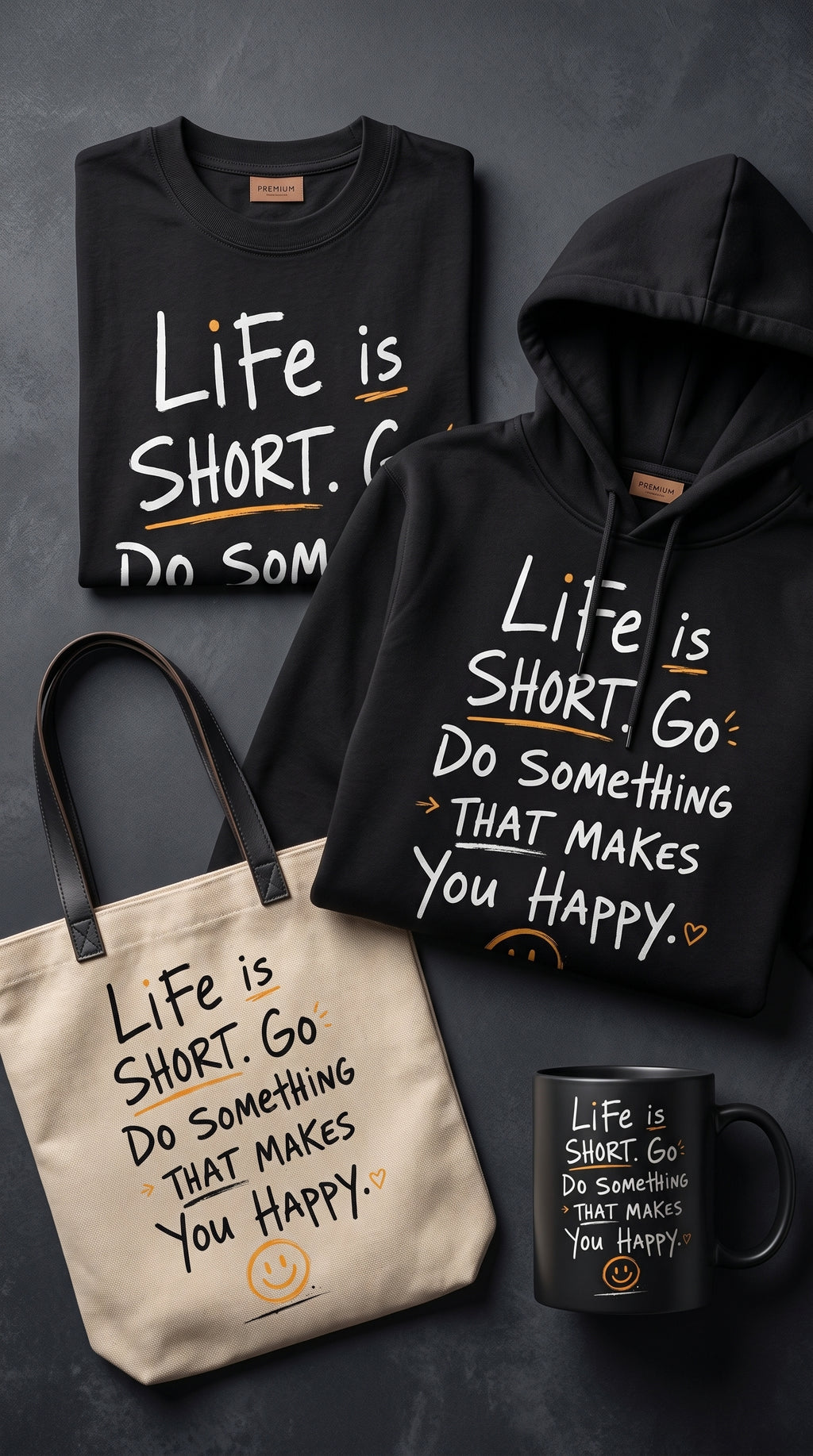Life Is Short T-Shirt Design | Motivational Streetwear PNG