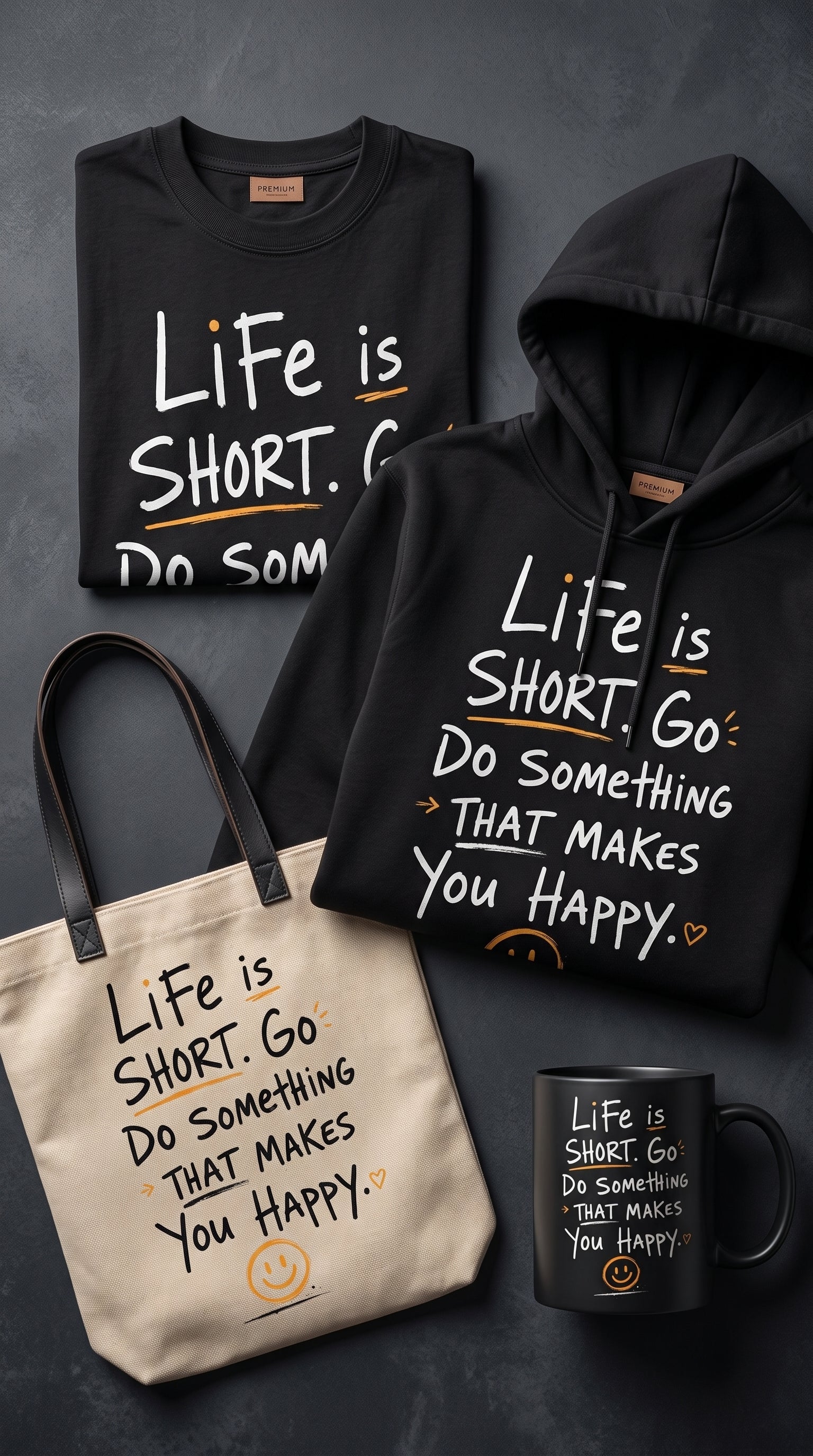 Life Is Short T-Shirt Design | Motivational Streetwear PNG