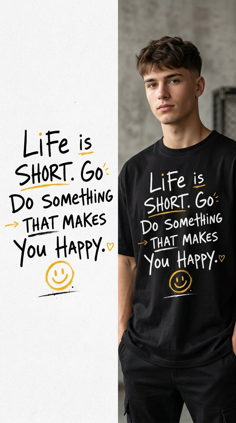 Life Is Short T-Shirt Design | Motivational Streetwear PNG