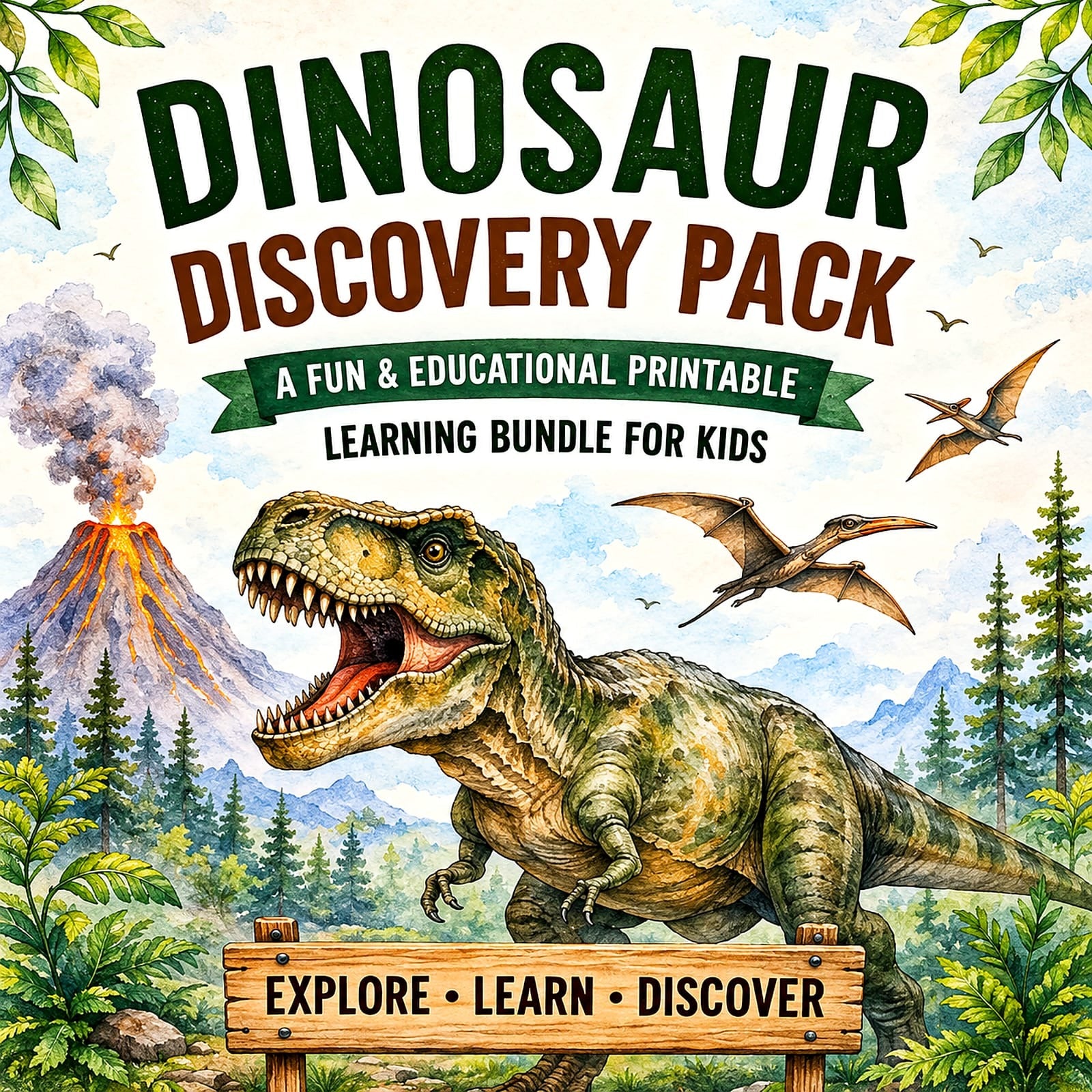 Cover of Dinosaur Discovery Activity Book featuring colorful prehistoric dinosaur illustrations