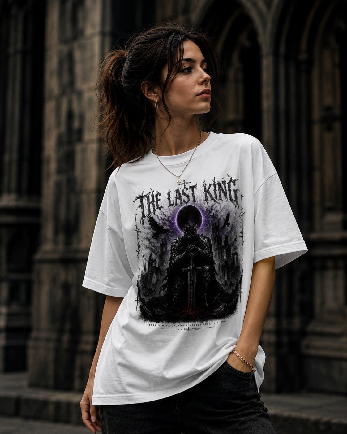 The Last King Vintage Gothic T-Shirt | Dark Fantasy Graphic Tee | Oversized Medieval Streetwear