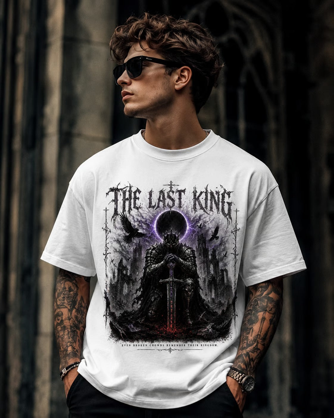 The Last King Vintage Gothic T-Shirt | Dark Fantasy Graphic Tee | Oversized Medieval Streetwear