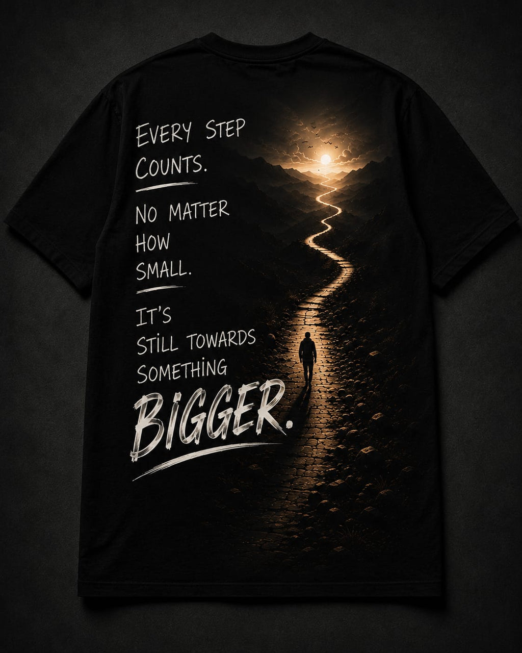 Every Step Counts t-shirt product photo showing front and back design details